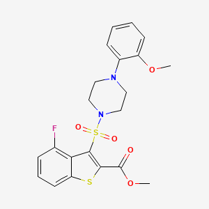 molecular formula C21H21FN2O5S2 B11269088 Methyl 4-fluoro-3-{[4-(2-methoxyphenyl)piperazin-1-yl]sulfonyl}-1-benzothiophene-2-carboxylate 