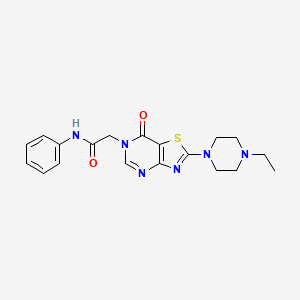 molecular formula C19H22N6O2S B11269093 2-[2-(4-ethylpiperazin-1-yl)-7-oxo[1,3]thiazolo[4,5-d]pyrimidin-6(7H)-yl]-N-phenylacetamide 