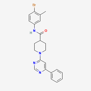 molecular formula C23H23BrN4O B11269101 N-(4-bromo-3-methylphenyl)-1-(6-phenylpyrimidin-4-yl)piperidine-4-carboxamide 