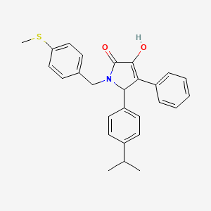 molecular formula C27H27NO2S B11269103 3-Hydroxy-1-{[4-(methylsulfanyl)phenyl]methyl}-4-phenyl-5-[4-(propan-2-YL)phenyl]-2,5-dihydro-1H-pyrrol-2-one 