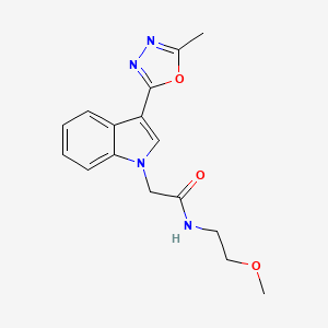 molecular formula C16H18N4O3 B11269122 N-(2-methoxyethyl)-2-(3-(5-methyl-1,3,4-oxadiazol-2-yl)-1H-indol-1-yl)acetamide 