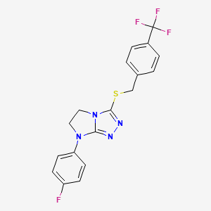 7-(4-Fluorophenyl)-3-({[4-(trifluoromethyl)phenyl]methyl}sulfanyl)-5H,6H,7H-imidazo[2,1-C][1,2,4]triazole