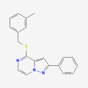 molecular formula C20H17N3S B11269169 4-[(3-Methylbenzyl)sulfanyl]-2-phenylpyrazolo[1,5-a]pyrazine 