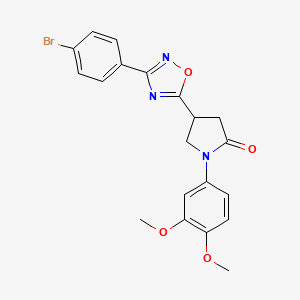 molecular formula C20H18BrN3O4 B11269185 4-[3-(4-Bromophenyl)-1,2,4-oxadiazol-5-yl]-1-(3,4-dimethoxyphenyl)pyrrolidin-2-one 