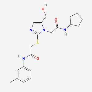 2-({1-[(Cyclopentylcarbamoyl)methyl]-5-(hydroxymethyl)-1H-imidazol-2-YL}sulfanyl)-N-(3-methylphenyl)acetamide