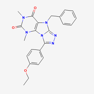 molecular formula C23H22N6O3 B11269246 9-benzyl-3-(4-ethoxyphenyl)-5,7-dimethyl-5H,6H,7H,8H,9H-[1,2,4]triazolo[3,4-h]purine-6,8-dione 