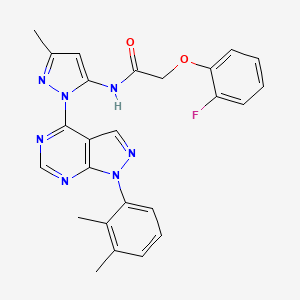 molecular formula C25H22FN7O2 B11269258 N-{1-[1-(2,3-dimethylphenyl)-1H-pyrazolo[3,4-d]pyrimidin-4-yl]-3-methyl-1H-pyrazol-5-yl}-2-(2-fluorophenoxy)acetamide 