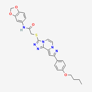 N-(benzo[d][1,3]dioxol-5-yl)-2-((9-(4-butoxyphenyl)pyrazolo[1,5-a][1,2,4]triazolo[3,4-c]pyrazin-3-yl)thio)acetamide