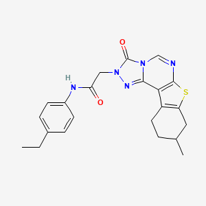 molecular formula C22H23N5O2S B11269274 N-(4-ethylphenyl)-2-(9-methyl-3-oxo-8,9,10,11-tetrahydro[1]benzothieno[3,2-e][1,2,4]triazolo[4,3-c]pyrimidin-2(3H)-yl)acetamide 