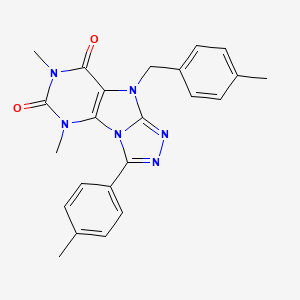 molecular formula C23H22N6O2 B11269302 5,7-Dimethyl-3-(4-methylphenyl)-9-[(4-methylphenyl)methyl]-5,7,9-trihydro-1,2, 4-triazolo[3,4-i]purine-6,8-dione 