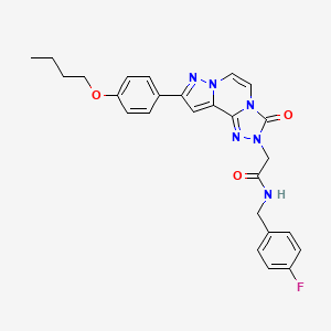 molecular formula C26H25FN6O3 B11269310 2-[9-(4-butoxyphenyl)-3-oxopyrazolo[1,5-a][1,2,4]triazolo[3,4-c]pyrazin-2(3H)-yl]-N-(4-fluorobenzyl)acetamide 