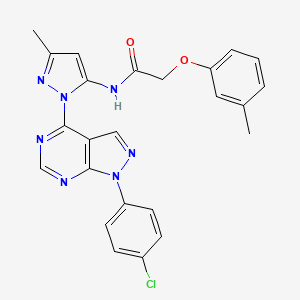 molecular formula C24H20ClN7O2 B11269328 N-{1-[1-(4-chlorophenyl)-1H-pyrazolo[3,4-d]pyrimidin-4-yl]-3-methyl-1H-pyrazol-5-yl}-2-(3-methylphenoxy)acetamide 