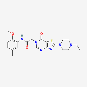 molecular formula C21H26N6O3S B11269333 2-[2-(4-ethylpiperazin-1-yl)-7-oxo[1,3]thiazolo[4,5-d]pyrimidin-6(7H)-yl]-N-(2-methoxy-5-methylphenyl)acetamide 