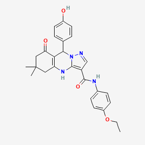 N-(4-ethoxyphenyl)-9-(4-hydroxyphenyl)-6,6-dimethyl-8-oxo-4,5,6,7,8,9-hexahydropyrazolo[5,1-b]quinazoline-3-carboxamide