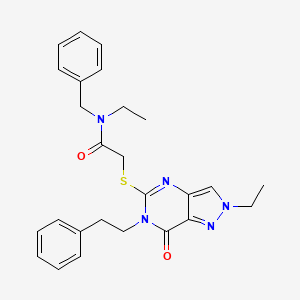 N-benzyl-N-ethyl-2-{[2-ethyl-7-oxo-6-(2-phenylethyl)-6,7-dihydro-2H-pyrazolo[4,3-d]pyrimidin-5-yl]sulfanyl}acetamide