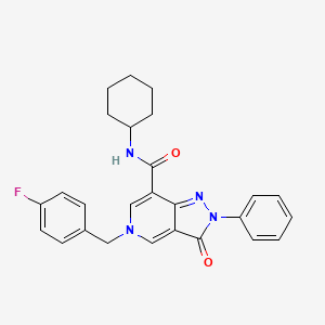 molecular formula C26H25FN4O2 B11269358 N-Cyclohexyl-5-[(4-fluorophenyl)methyl]-3-oxo-2-phenyl-2H,3H,5H-pyrazolo[4,3-C]pyridine-7-carboxamide 