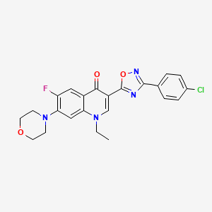 molecular formula C23H20ClFN4O3 B11269365 3-[3-(4-chlorophenyl)-1,2,4-oxadiazol-5-yl]-1-ethyl-6-fluoro-7-(morpholin-4-yl)quinolin-4(1H)-one 