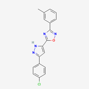 5-[3-(4-chlorophenyl)-1H-pyrazol-5-yl]-3-(3-methylphenyl)-1,2,4-oxadiazole