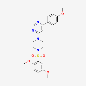 molecular formula C23H26N4O5S B11269401 4-[4-(2,5-Dimethoxybenzenesulfonyl)piperazin-1-YL]-6-(4-methoxyphenyl)pyrimidine 