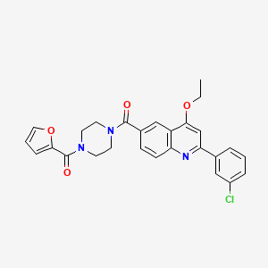 molecular formula C27H24ClN3O4 B11269441 (2-(3-Chlorophenyl)-4-ethoxyquinolin-6-yl)(4-(furan-2-carbonyl)piperazin-1-yl)methanone 