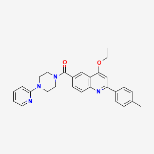 molecular formula C28H28N4O2 B11269480 4-Ethoxy-2-(4-methylphenyl)-6-[4-(pyridin-2-YL)piperazine-1-carbonyl]quinoline 