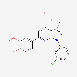 molecular formula C22H17ClF3N3O2 B11269484 1-(3-chlorophenyl)-6-(3,4-dimethoxyphenyl)-3-methyl-4-(trifluoromethyl)-1H-pyrazolo[3,4-b]pyridine 