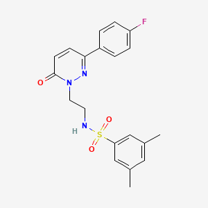 molecular formula C20H20FN3O3S B11269486 N-(2-(3-(4-fluorophenyl)-6-oxopyridazin-1(6H)-yl)ethyl)-3,5-dimethylbenzenesulfonamide 