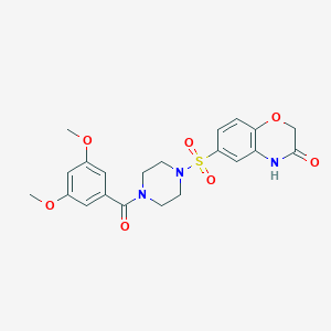 molecular formula C21H23N3O7S B11269492 6-{[4-(3,5-Dimethoxybenzoyl)piperazin-1-YL]sulfonyl}-3,4-dihydro-2H-1,4-benzoxazin-3-one CAS No. 1189452-54-7