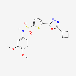 molecular formula C18H19N3O5S2 B11269517 5-(5-cyclobutyl-1,3,4-oxadiazol-2-yl)-N-(3,4-dimethoxyphenyl)thiophene-2-sulfonamide 