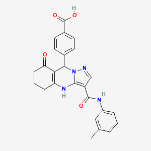 molecular formula C25H22N4O4 B11269536 4-{3-[(3-Methylphenyl)carbamoyl]-8-oxo-4,5,6,7,8,9-hexahydropyrazolo[5,1-b]quinazolin-9-yl}benzoic acid 