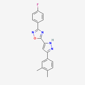 molecular formula C19H15FN4O B11269541 5-[3-(3,4-dimethylphenyl)-1H-pyrazol-5-yl]-3-(4-fluorophenyl)-1,2,4-oxadiazole 