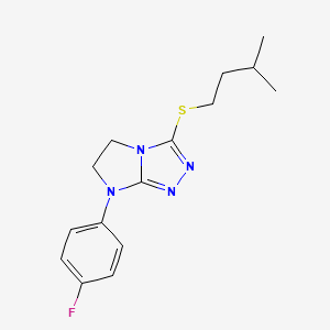 molecular formula C15H19FN4S B11269549 7-(4-fluorophenyl)-3-(isopentylthio)-6,7-dihydro-5H-imidazo[2,1-c][1,2,4]triazole 