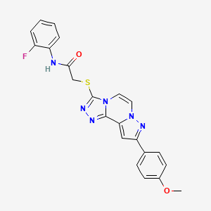 molecular formula C22H17FN6O2S B11269557 N-(2-fluorophenyl)-2-[[11-(4-methoxyphenyl)-3,4,6,9,10-pentazatricyclo[7.3.0.02,6]dodeca-1(12),2,4,7,10-pentaen-5-yl]sulfanyl]acetamide 