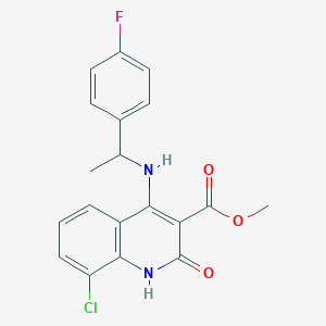 molecular formula C19H16ClFN2O3 B11269584 Methyl 8-chloro-4-((1-(4-fluorophenyl)ethyl)amino)-2-oxo-1,2-dihydroquinoline-3-carboxylate 