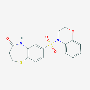 molecular formula C17H16N2O4S2 B11269589 7-(2,3-dihydro-4H-1,4-benzoxazin-4-ylsulfonyl)-2,3-dihydro-1,5-benzothiazepin-4(5H)-one 