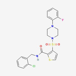 molecular formula C22H21ClFN3O3S2 B11269619 N-(2-chlorobenzyl)-3-{[4-(2-fluorophenyl)piperazin-1-yl]sulfonyl}thiophene-2-carboxamide 