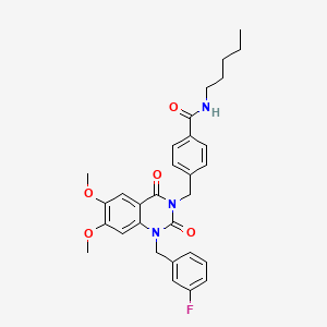 molecular formula C30H32FN3O5 B11269624 4-{[1-(3-fluorobenzyl)-6,7-dimethoxy-2,4-dioxo-1,4-dihydroquinazolin-3(2H)-yl]methyl}-N-pentylbenzamide 