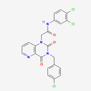 molecular formula C22H15Cl3N4O3 B11269629 2-(3-(4-chlorobenzyl)-2,4-dioxo-3,4-dihydropyrido[3,2-d]pyrimidin-1(2H)-yl)-N-(3,4-dichlorophenyl)acetamide 