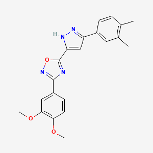 molecular formula C21H20N4O3 B11269635 3-(3,4-dimethoxyphenyl)-5-[3-(3,4-dimethylphenyl)-1H-pyrazol-5-yl]-1,2,4-oxadiazole 