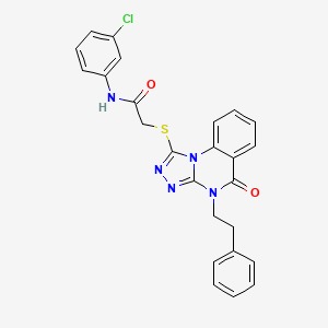 molecular formula C25H20ClN5O2S B11269648 N-(3-chlorophenyl)-2-((5-oxo-4-phenethyl-4,5-dihydro-[1,2,4]triazolo[4,3-a]quinazolin-1-yl)thio)acetamide 