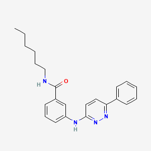 molecular formula C23H26N4O B11269666 N-hexyl-3-[(6-phenylpyridazin-3-yl)amino]benzamide 