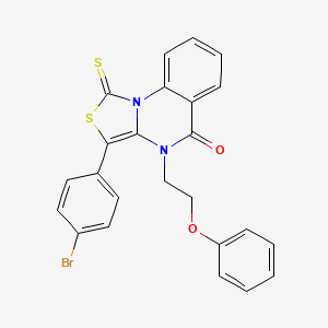 molecular formula C24H17BrN2O2S2 B11269669 3-(4-Bromophenyl)-4-(2-phenoxyethyl)-1-thioxo-1H-thiazolo[3,4-a]quinazolin-5(4H)-one 