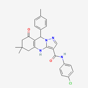 N-(4-chlorophenyl)-6,6-dimethyl-9-(4-methylphenyl)-8-oxo-4,5,6,7,8,9-hexahydropyrazolo[5,1-b]quinazoline-3-carboxamide