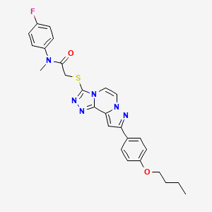 molecular formula C26H25FN6O2S B11269758 2-((9-(4-butoxyphenyl)pyrazolo[1,5-a][1,2,4]triazolo[3,4-c]pyrazin-3-yl)thio)-N-(4-fluorophenyl)-N-methylacetamide 