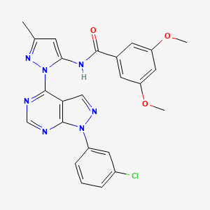 molecular formula C24H20ClN7O3 B11269800 N-{1-[1-(3-chlorophenyl)-1H-pyrazolo[3,4-d]pyrimidin-4-yl]-3-methyl-1H-pyrazol-5-yl}-3,5-dimethoxybenzamide 