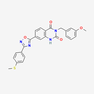 molecular formula C25H20N4O4S B11269875 3-(3-methoxybenzyl)-7-(3-(4-(methylthio)phenyl)-1,2,4-oxadiazol-5-yl)quinazoline-2,4(1H,3H)-dione 