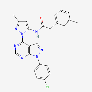 molecular formula C24H20ClN7O B11269905 N-{1-[1-(4-chlorophenyl)-1H-pyrazolo[3,4-d]pyrimidin-4-yl]-3-methyl-1H-pyrazol-5-yl}-2-(3-methylphenyl)acetamide 