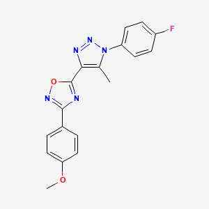 molecular formula C18H14FN5O2 B11269957 5-[1-(4-fluorophenyl)-5-methyl-1H-1,2,3-triazol-4-yl]-3-(4-methoxyphenyl)-1,2,4-oxadiazole 