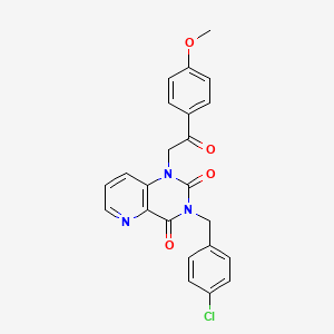 molecular formula C23H18ClN3O4 B11269960 3-(4-chlorobenzyl)-1-(2-(4-methoxyphenyl)-2-oxoethyl)pyrido[3,2-d]pyrimidine-2,4(1H,3H)-dione 