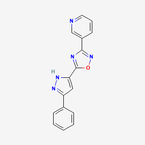 molecular formula C16H11N5O B11269972 3-[5-(3-phenyl-1H-pyrazol-5-yl)-1,2,4-oxadiazol-3-yl]pyridine 